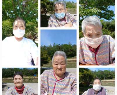 덕인실버홈 앞 마당에서 산책 하셨습니다.