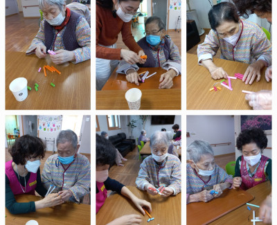 수수깡 '그린' 만들기 활동에 열공하여 참여하셨습니다.